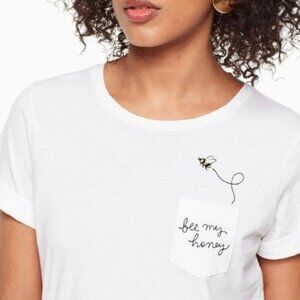 Kate Spade White “Bee My Honey” Pocket T-Shirt Size XXS